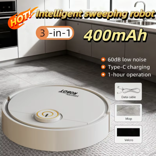Image of Smart Robotic Vacuum Cleaner with 6000Pa Powerful Suction, Washable Mop, Type-C Charging, Pet Hair Removal, Hard Floor & Kitchen Cleaning Robot for Homes and Rooms