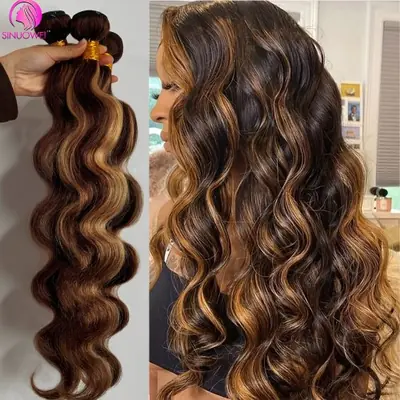 Image de Cheveux Brésiliens Remy 30-32" - Paquet de 100g, Miellé Brun P4