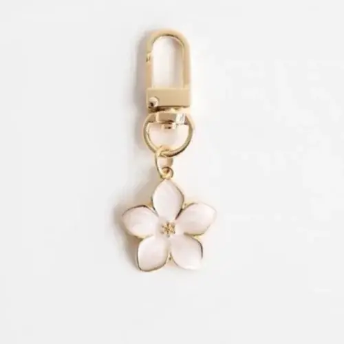 Image de Porte-clés Fleur de Poire Blanche - Accessoire Mignon pour Couple