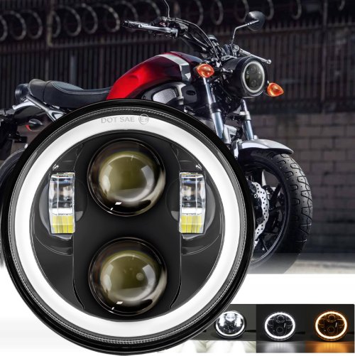 Zdjęcie LED Reflektor Motocyklowy z Halo DRL – Światło Angel Eyes