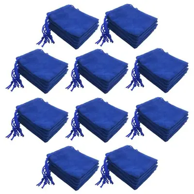 Image de Pochettes Velours Bleu 50 pcs - Idéales pour Bijoux & Cadeaux
