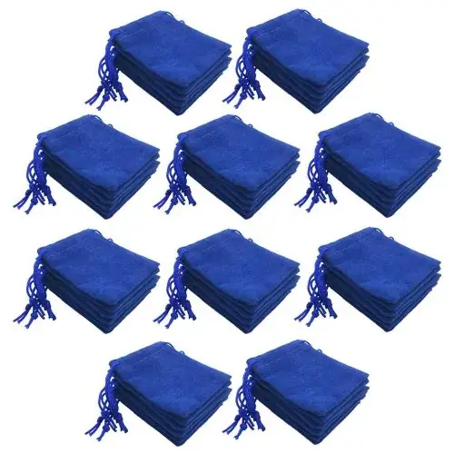 Image de Pochettes Velours Bleu 50 pcs - Idéales pour Bijoux & Cadeaux