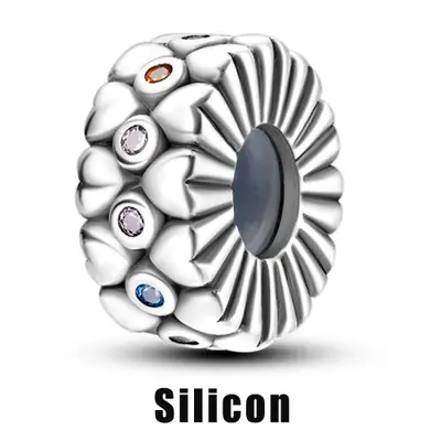 Image de Bouchon d'espacement en Silicone en argent Sterling 925, breloques à Clip, perles Chamilia adaptées ...