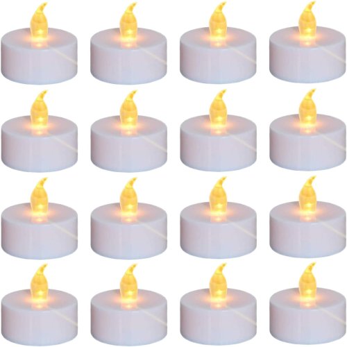 Image of Realistic Flameless LED Tea Light Candle with Dropping Wax Effect – Battery Operated, Flickering Flame for Christmas, Halloween, Wedding, and Home Decor