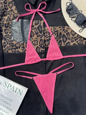 Image de Bikini en Cuir PU Brillant - Mini Micro String Extrême