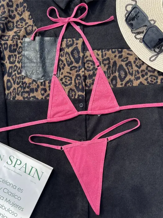 Image de Bikini en Cuir PU Brillant - Mini Micro String Extrême
