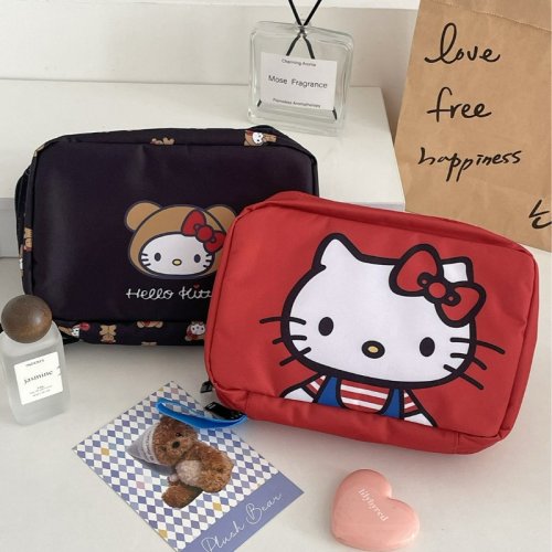Immagine di Borsa per cosmetici pieghevole Hellokitty Pratica borsa da toilette multistrato Borsa da toilette portatile per gite di viaggio per studenti