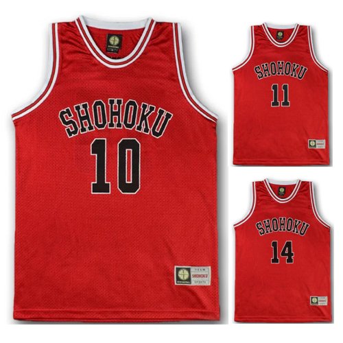 Imagen de Camiseta oficial del equipo de baloncesto escolar de Shohoku - Disfraz de cosplay de Sakuragi Hanamichi y Rukawa Kaede para fans de Slam Dunk