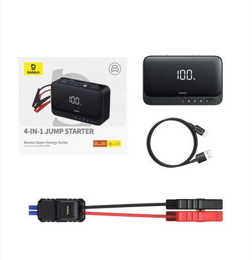 Immagine di Baseus 4 in 1 avviamento per auto con illuminazione a LED 600A caricabatteria per auto portatile pow...