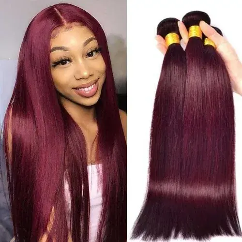 Image de Extensions cheveux brésiliens Remy 99J lisses 16-28 pouces