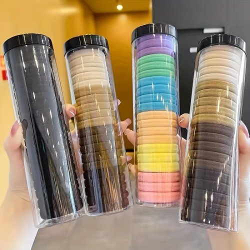 Bild von 20-teilig Set Hochelastische Haarringe im Französischen Stil – Verdickte Haarseile mit Krawatten-Design, Einfache Kopfbande für Frauen und Mädchen