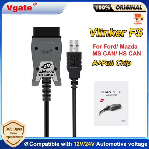 Afbeelding van Vgate VLinker FS Elm327 USB OBD2 Scanner met ForScan HS/MS CAN voor Mazda en Ford – Professioneel Autodiagnosehulpmiddel met PK OBDLink EX Functie