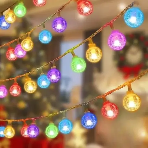 Image de Guirlande Lumineuse Boules LED Dorées - Éclairage Festif Intérieur