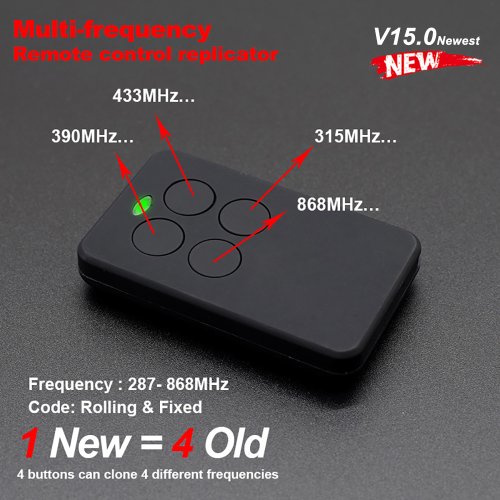 Image of Universal Multi-Frequency Garage Door Remote Control Duplicator – 280MHz, 433MHz, 868MHz & 900MHz Compatible for All Major Brands