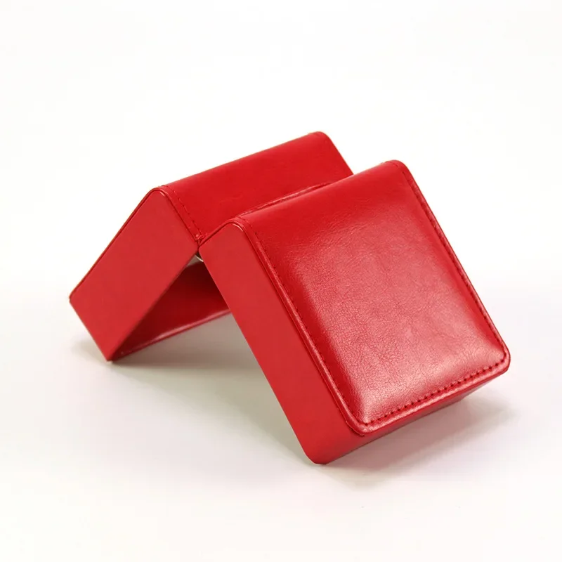 Afbeelding van Zwarte enkele horloge geschenkdoos met kussen PU lederen polshorloge vitrine organizer voor mannen Clamshell PU lederen horlogekast