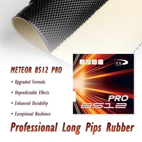 Imagen de Raqueta de Tenis de Mesa Meteor 8512 Pro con Goma PIPS Largos y Esponja de Energía Interior para Jugadores Avanzados