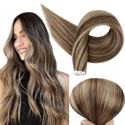 Image de Extensions Cheveux Humains Blonde Ombré - Sans Couture