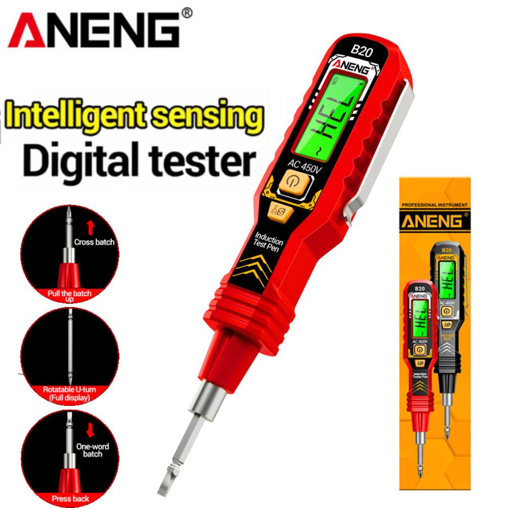 Imagen de ANENG B20 probador de voltaje Digital pluma de medición destornillador de cabeza plana de cabeza cru...