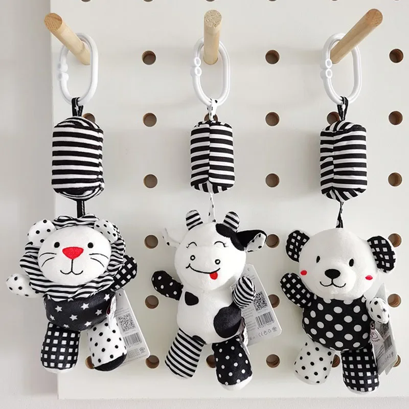 Image of Soft Sensory Hanging Rattles & Plush Animals Learning Toy for Baby Stroller, Car Seat, Crib, and Bed – Gentle BB Calls for Infants, Toddlers & Babies