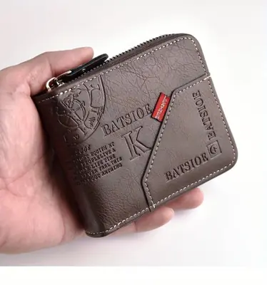 Portefeuille Homme en Cuir PU avec Fermeture Éclair