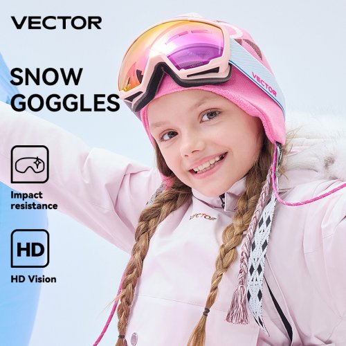 Image of Stylish Vector Kids Ski Goggles with Interchangeable Magnetic Lenses, UV400 Protection, Anti-Fog Coating, and Adjustable Strap for Boys and Girls