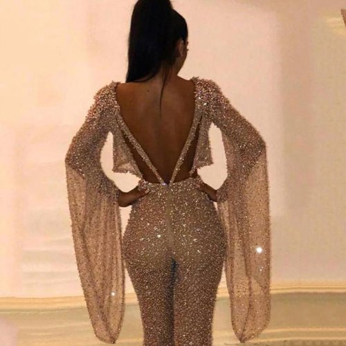 Image de Combinaison Sexy Dos Nu Pailletée - Style Fête & Élégance