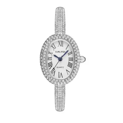 Image de Montre Femme Élégante avec Strass et Chiffres Romains