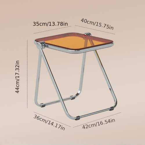 Immagine di Tavolino Pieghevole Trasparente in Vetro e Metallo – Design Moderno e Chic per Soggiorno, Camera da Letto e Spazi Piccoli
