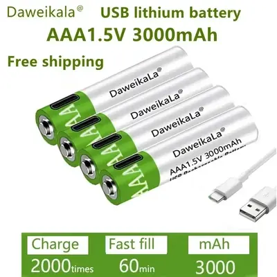 Image de Batteries Rechargeables AAA USB 3000mAh - Prêtes à l'Usage