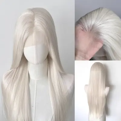 Image de Perruque Lace Front Platine Longue - Cheveux Synthétiques