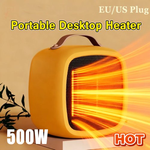 Imagen de Calentador Portátil de Escritorio Silencioso con Calefacción Rápida de 500W, Ventilador Calefactor con Tecnología PTC Cerámica para Oficina y Uso Interior en Invierno