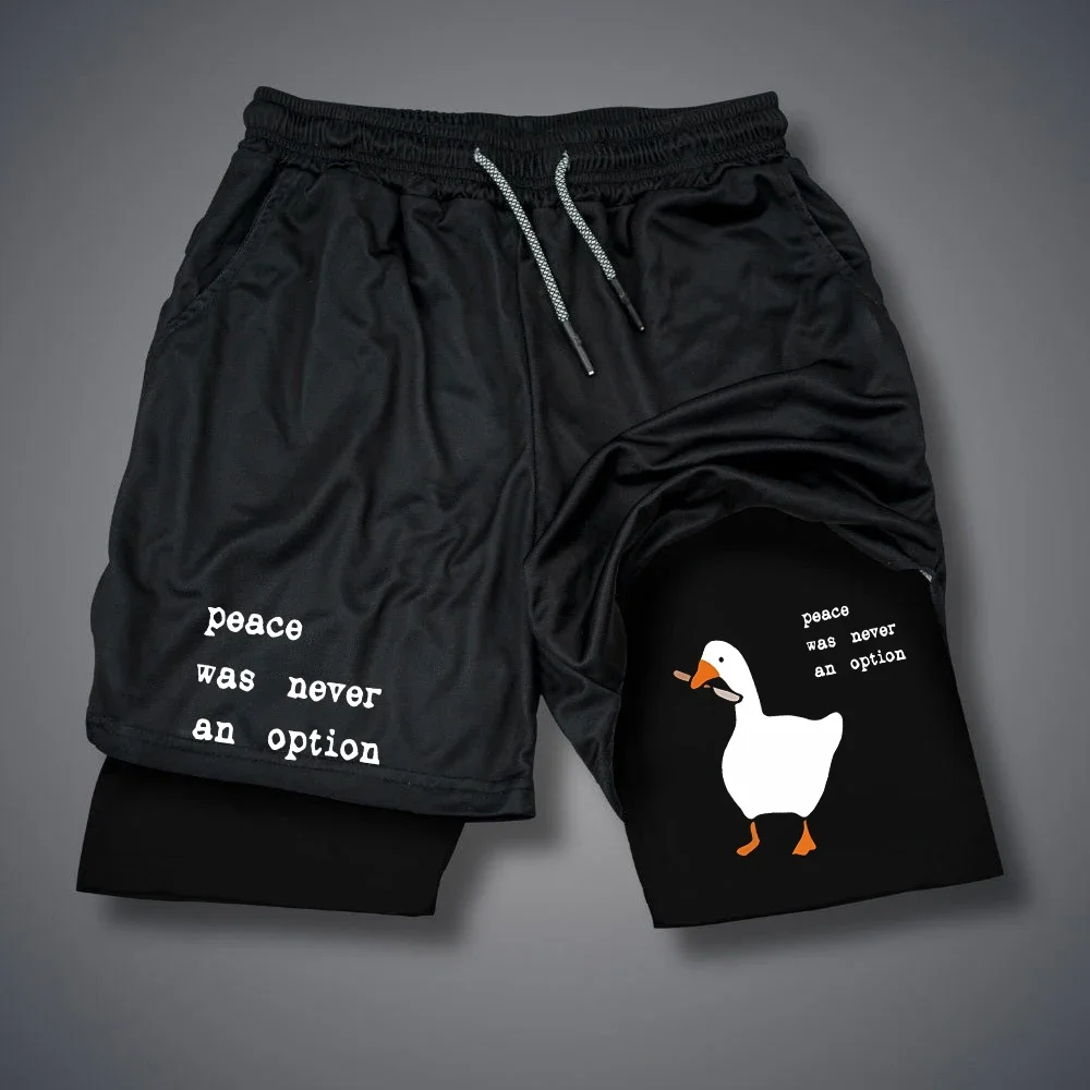 Bild von Cartoon Ente Druck männer Shorts Sommer Doppel Schicht Brief Drucken Shorts Schnell Trocknend Hosen Fitness Trainingsanzug Strand Kurze Hosen