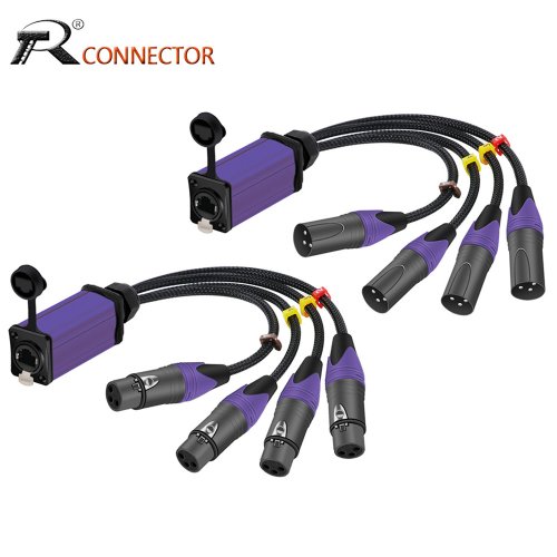 Zdjęcie 1 Para STP RJ45 Cat5/6 do 4-kanałowego XLR 3-pinowego Wielokanałowego Przedłużacza Sieciowego dla ​ Audio na żywo, dźwięk, oświetlenie, studio nagrywania dźwięku