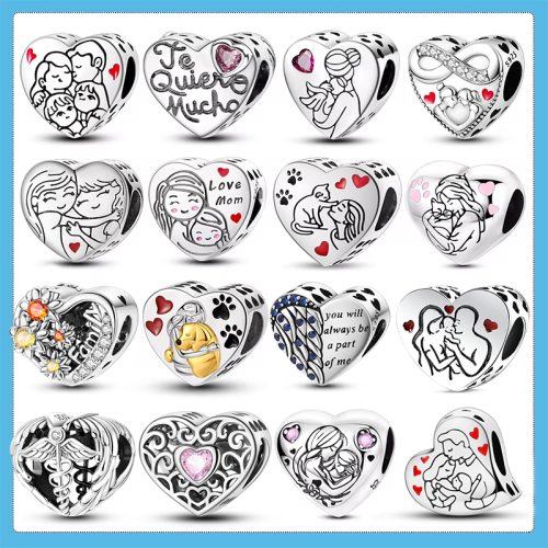 Immagine di Ciondoli in argento sterling 925 Amore Madre Sorella Famiglia felice Pendenti Perline Misura braccialetto originale Fascino Gioielli fai da te Regalo per donna