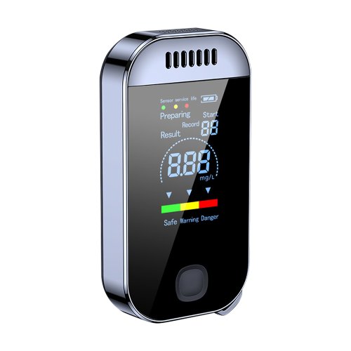 Image of Professional Digital Breath Alcohol Tester with LCD Display – USB Rechargeable Electronic Breathalyzer Keychain for Accurate BAC Reading