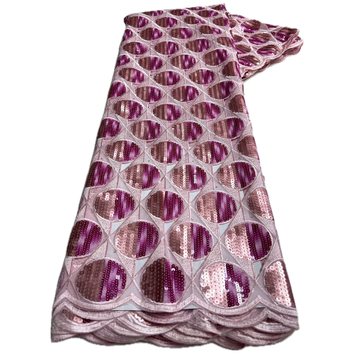 Afbeelding van Elegante Afrikaanse Organza Stof met Gouden Pailletten en Fijne Kant – Luxe Voile voor Feestkleding en Modeontwerpen