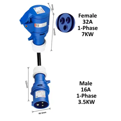 Image de Adaptateur de Charge Électrique EV 16A/32A - 3,5kW à 22kW