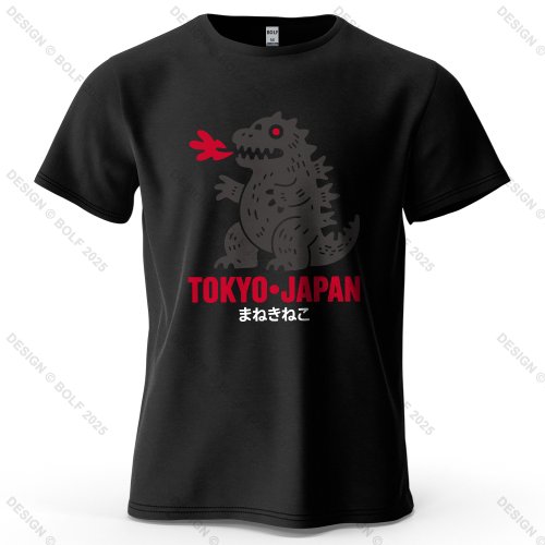 Image of Tokyo Dinosaur Printed Men's T-Shirt 100% Cotton Oversized Japanese Harajuku Graphic Tees for Women Tops Tees Casual Streetwear