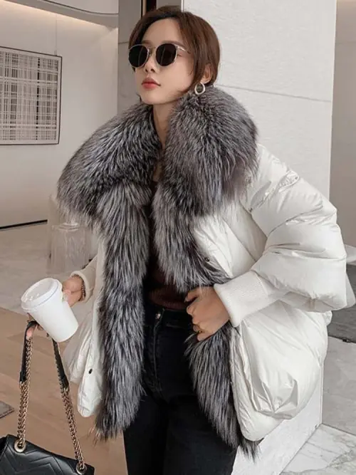 Image de Manteau Duvet Femme Col Fourrure Renard - Hiver 2024