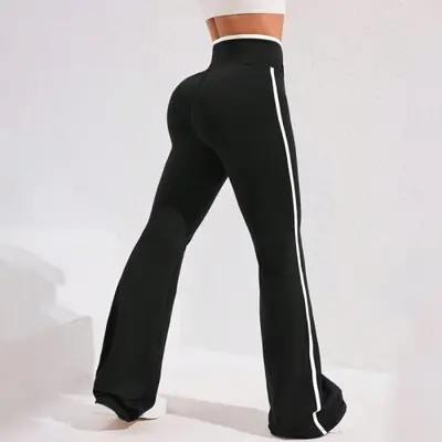 Image de Legging Yoga Évasé Taille Haute - Levage Fesses & Rayures Latérales