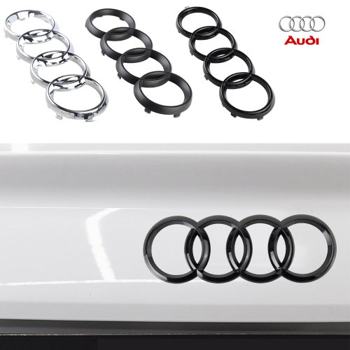 Image of Premium ABS 4-Ring Audi Logo Emblem Sticker for Hood, Front Bonnet, Grill, and Rear – Compatible with Audi S-Line, A1, A2, A3, A4, A4L, RS3, RS4, RS5, RS6, S1, S6 Models