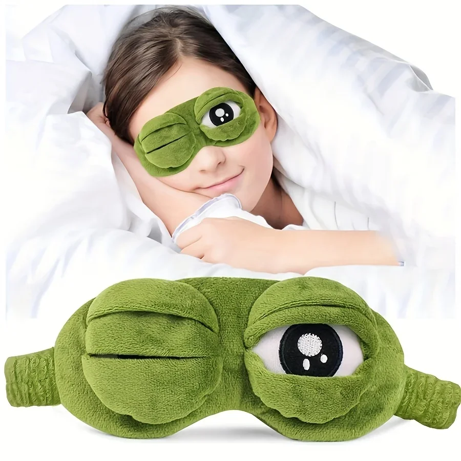 Afbeelding van 3D Kikker Slaapmasker Natuurlijk Slapen Slaapmasker Dames Heren Creatieve Cartoon Zachte Draagbare Blinddoek Reizen Kantoor Ooglapje