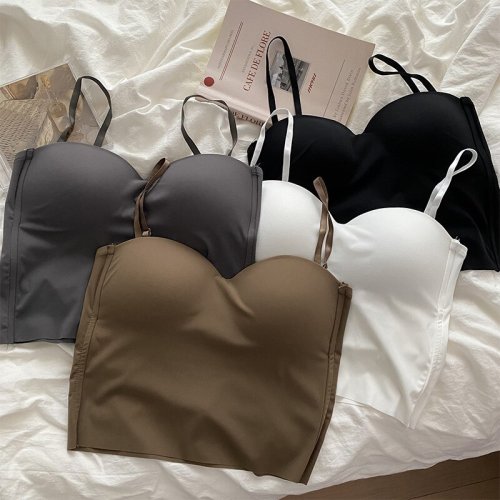 Imagen de Camiseta sin Mangas para Yoga y Gimnasio para Mujer, Top Deportivo de Punto Liso Sin Costuras con Espalda en U y Tirantes Ajustables con Almohadilla Fija para el Pecho
