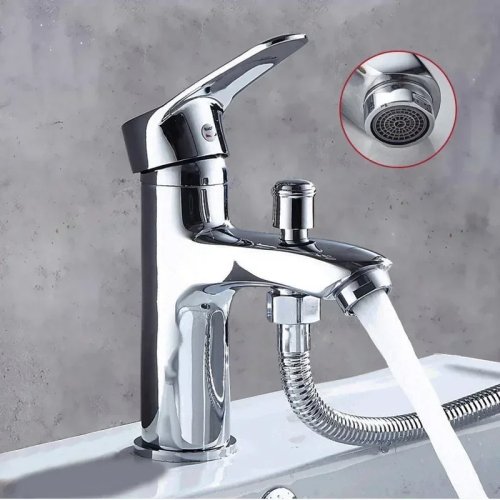 Image of Elegant Single Hole Bathroom Faucet with Integrated Shower System – Multifunctional Basin and Shower Combo for Modern Homes