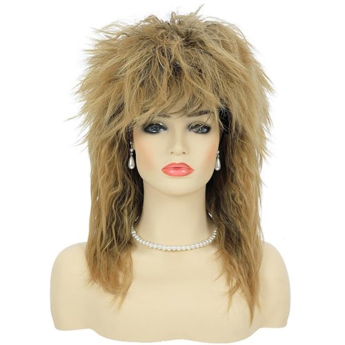 Image of Vintage 80s Big Blonde Rocker Mullet Wig for Women – Glam Punk Rock Star Costume Synthetic Hair Wig