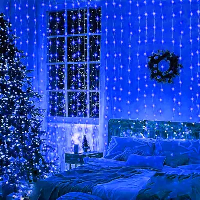 Image de Guirlande LED Rideau Lumineux - Décoration Magique pour Noël, Mariage & Fêtes