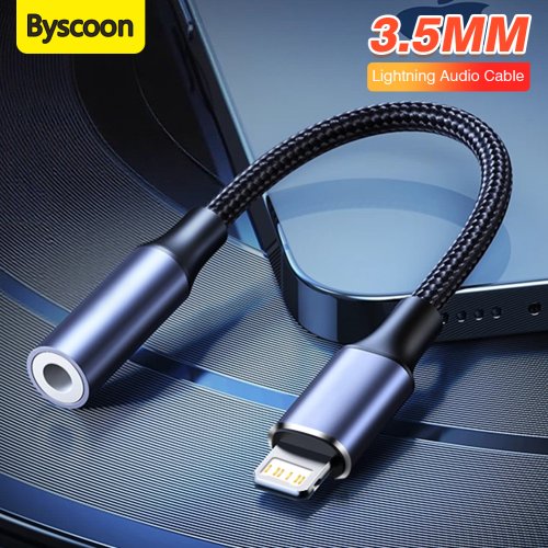Afbeelding van Byscoon Lightning Naar 3 5mm Jack AUX Kabel Adapter Voor iPhone 12 13 14 11 Pro XS Max XR 7 8 Hoofdtelefoon Connector Audio accessoires