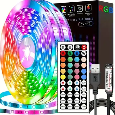 Image de Bande LED RGB avec Télécommande 44 Touches - Éclairage Ambiance Intérieur