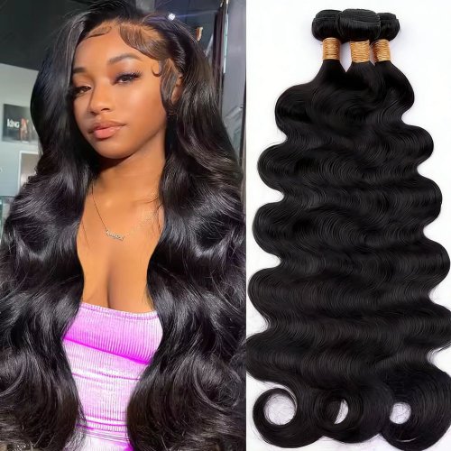 Image of Body Wave Bundles Human Hair 1/3/4 Bundles Human Hair Natural Black Color Brazilian Virgin Weave Bundles Hair Extensions