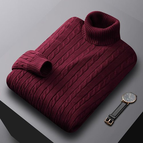 Suéter de cuello alto para hombre, jersey de cuello alto de Color sólido, suéteres de punto, ropa de chándal elástica informal, otoño e invierno, nuevo
